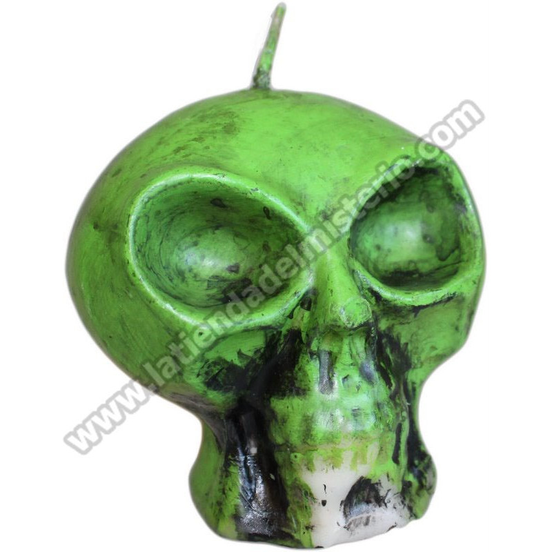 Calavera verde. Vela de Halloween