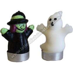Bruja y Fanstasma. Velas de Halloween