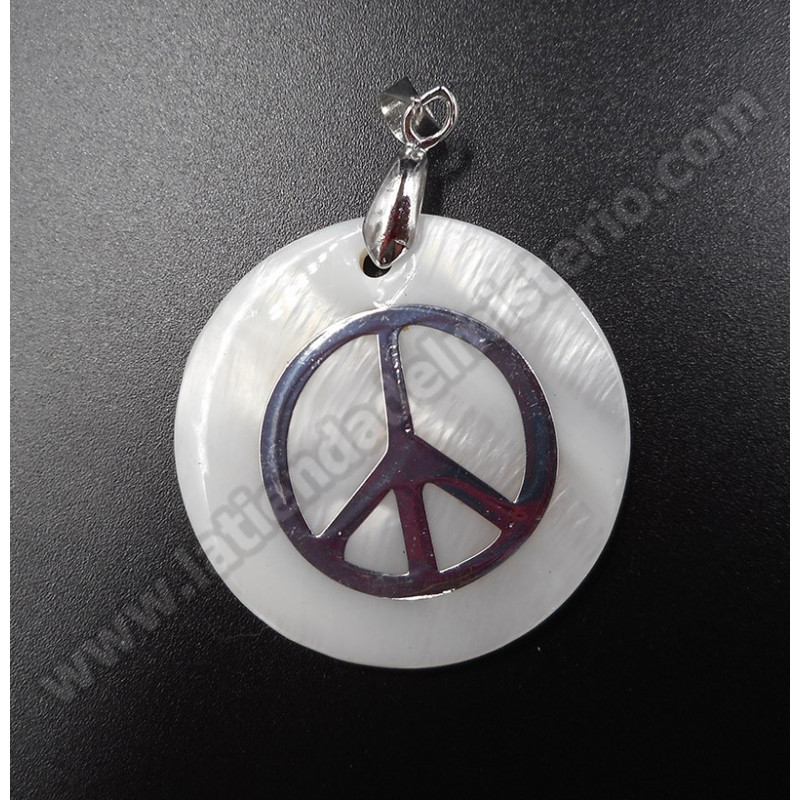 Símbolo Paz nácar. Colgante