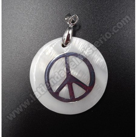 Símbolo Paz nácar. Colgante