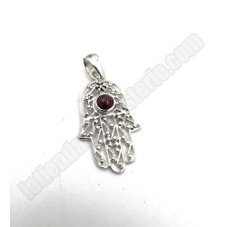 Mano de Fátima de plata y rubí