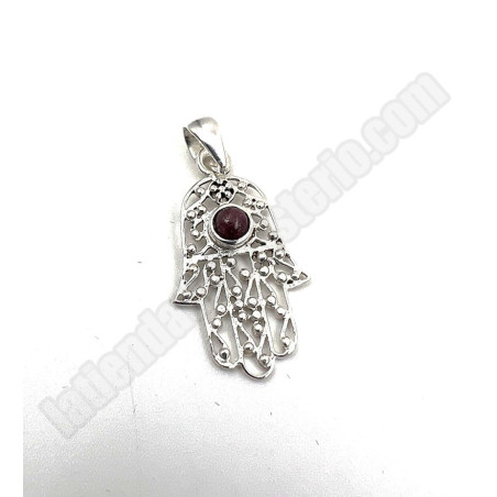 Mano de Fátima de plata y rubí