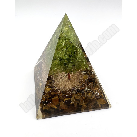 Orgonita Árbol ojo de tigre y olivino