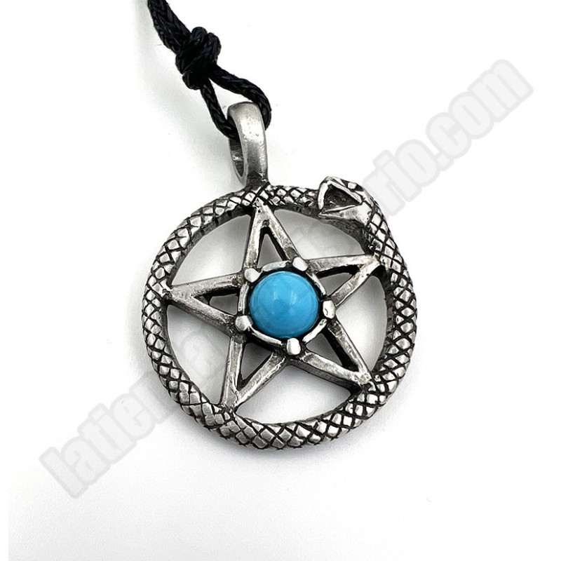Pentagrama Serpiente con piedra azul
