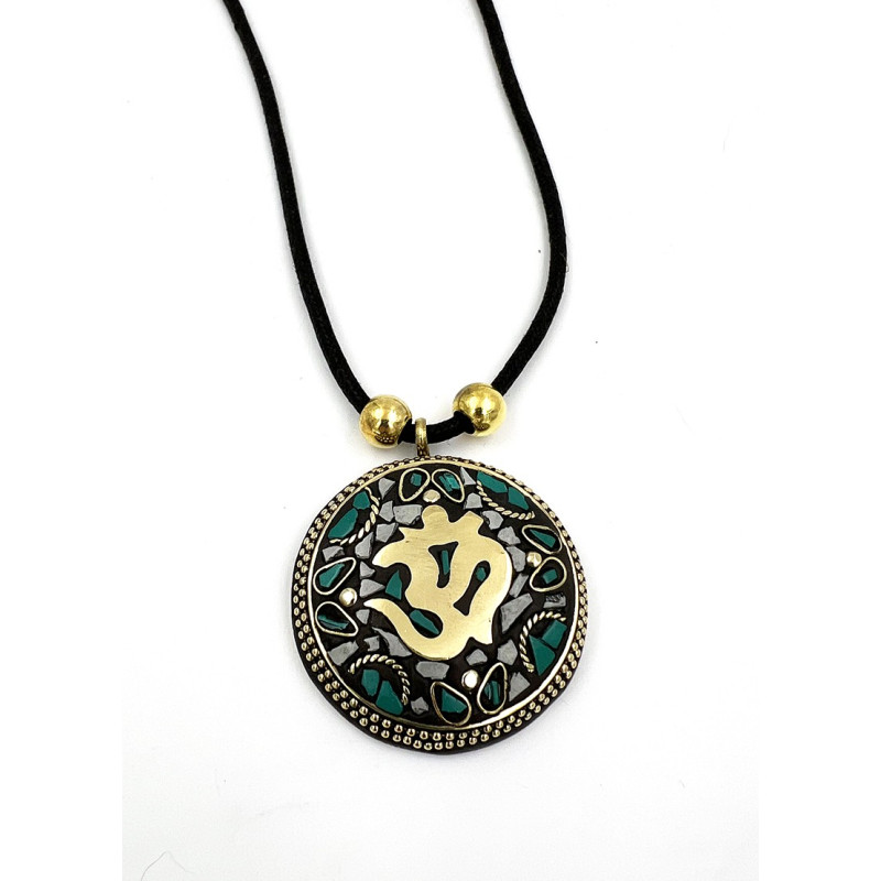 Colgante OM malaquita y labradorita
