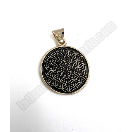 Amuleto Flor de la vida y Cábala. Bañado en oro